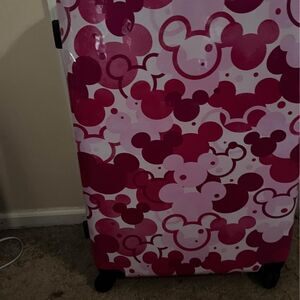 28” Mickey Minnie Pink Heads Luggage Suitcase FUL new